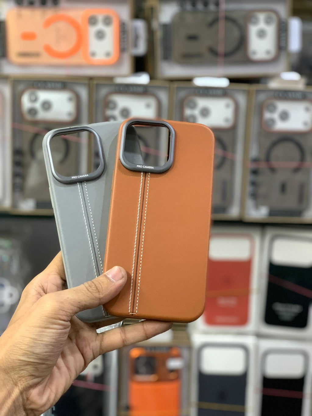 Premium Stitched Leather Case for iPhone – Shockproof with Pro Camera Protection