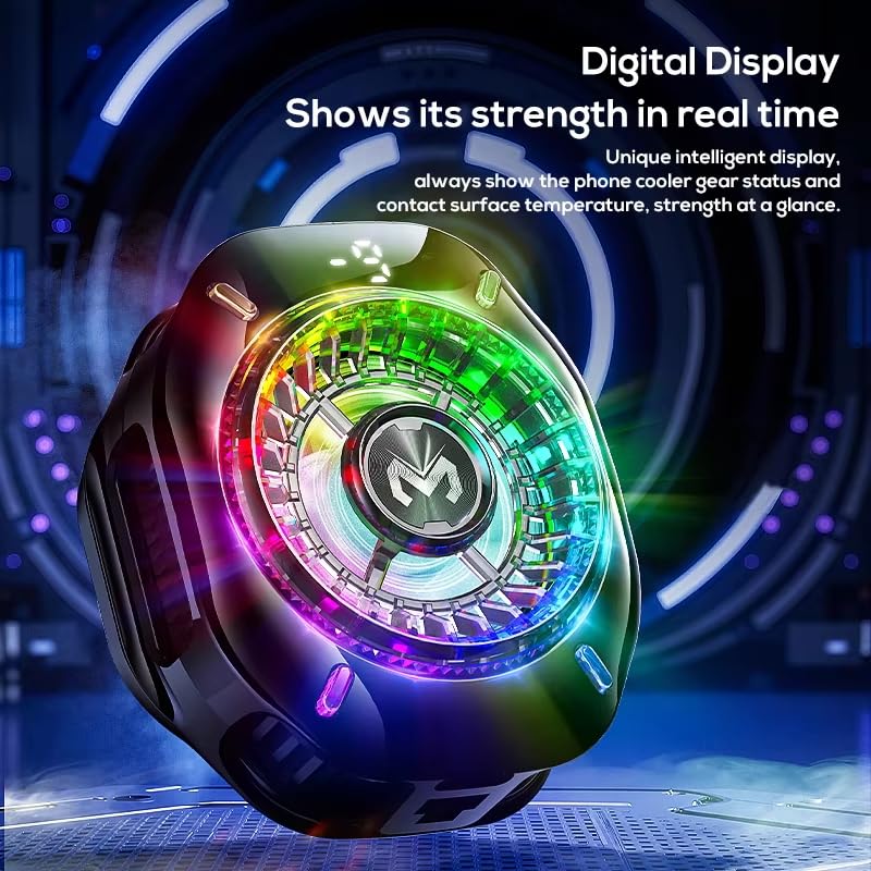 Mobile Phone Cooling Fan MEMO CX10 Pro, AI Temperature Control, RGB LED Lights, Magnetic Clip, Type-C 5V/2A