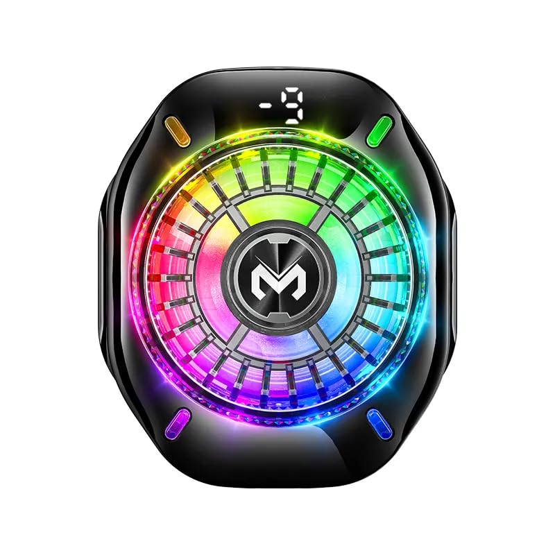 Mobile Phone Cooling Fan MEMO CX10 Pro, AI Temperature Control, RGB LED Lights, Magnetic Clip, Type-C 5V/2A