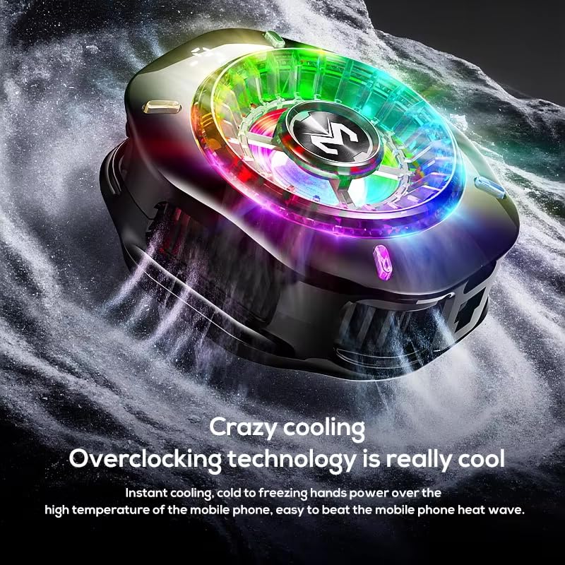 Mobile Phone Cooling Fan MEMO CX10 Pro, AI Temperature Control, RGB LED Lights, Magnetic Clip, Type-C 5V/2A