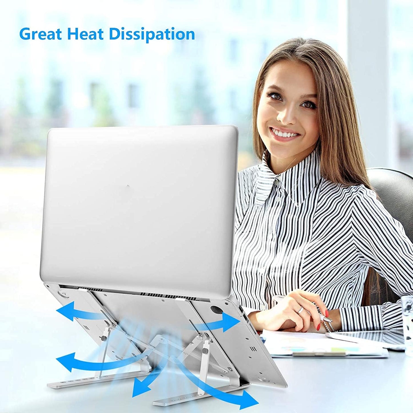 Laptop Stand for Desk, Adjustable Foldable Aluminum Riser, Silver