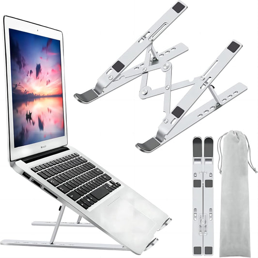 Laptop Stand for Desk, Adjustable Foldable Aluminum Riser, Silver