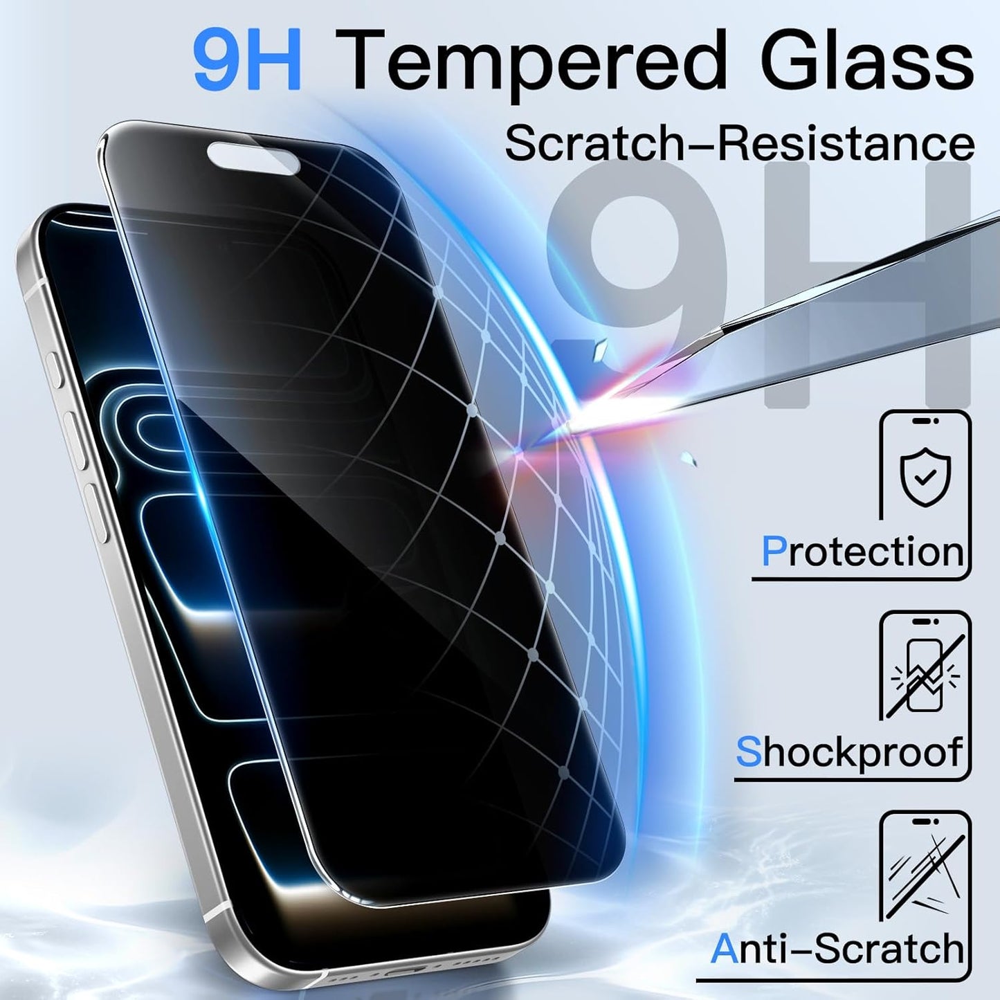 360 Degree Privacy Screen Protector for iPhone 17 Pro/17 Pro MAX, 4-Way Anti-Spy Tempered Glass