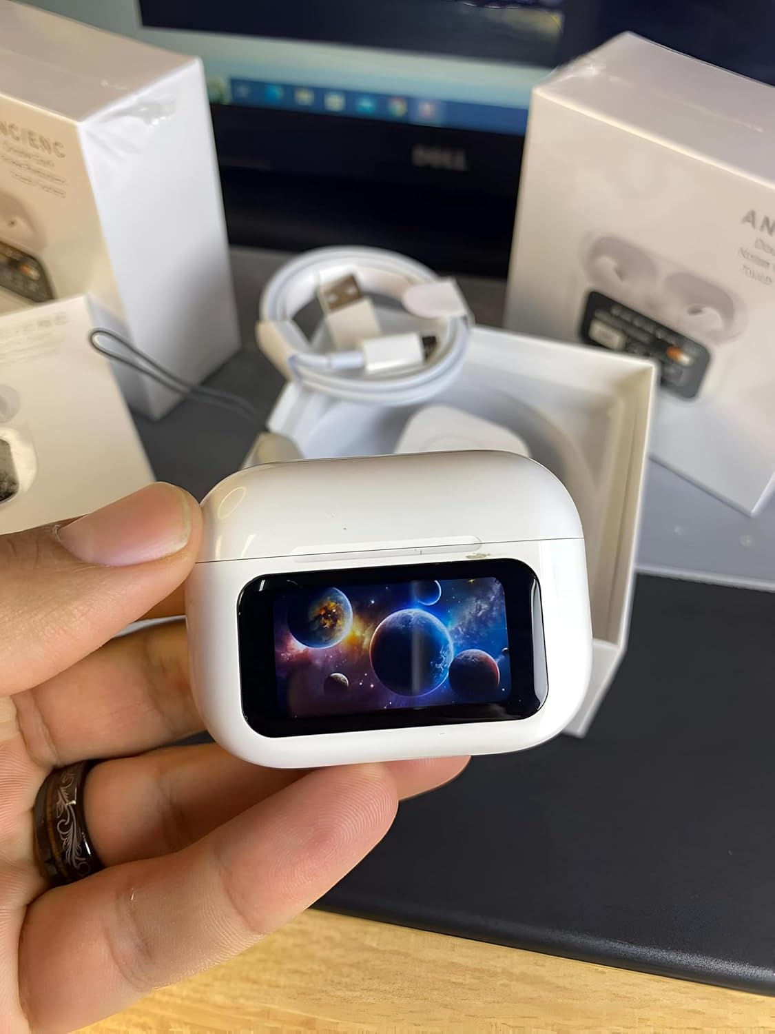 New A9 Pro Touch Noise Cancelling Earbuds 5G Active 5.4H Playtime 15m Range White Bluetooth In-Ear Headphones