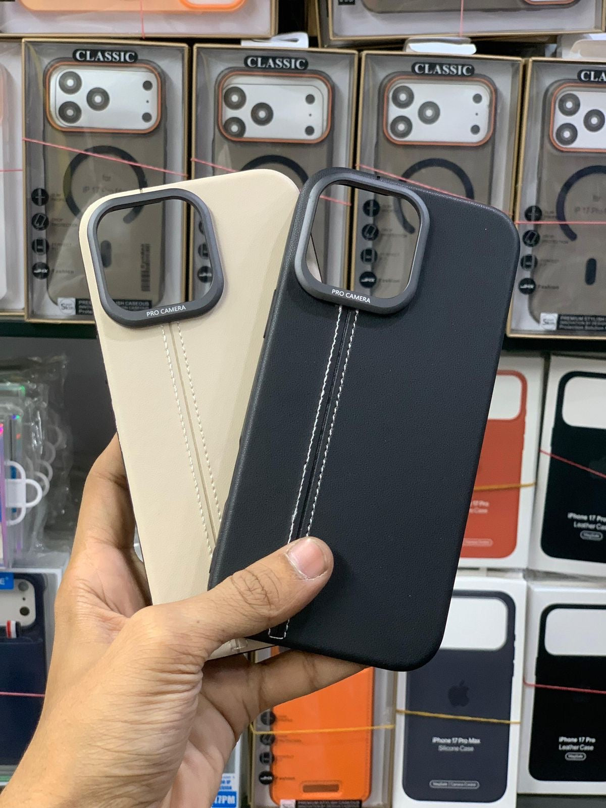 Premium Stitched Leather Case for iPhone – Shockproof with Pro Camera Protection