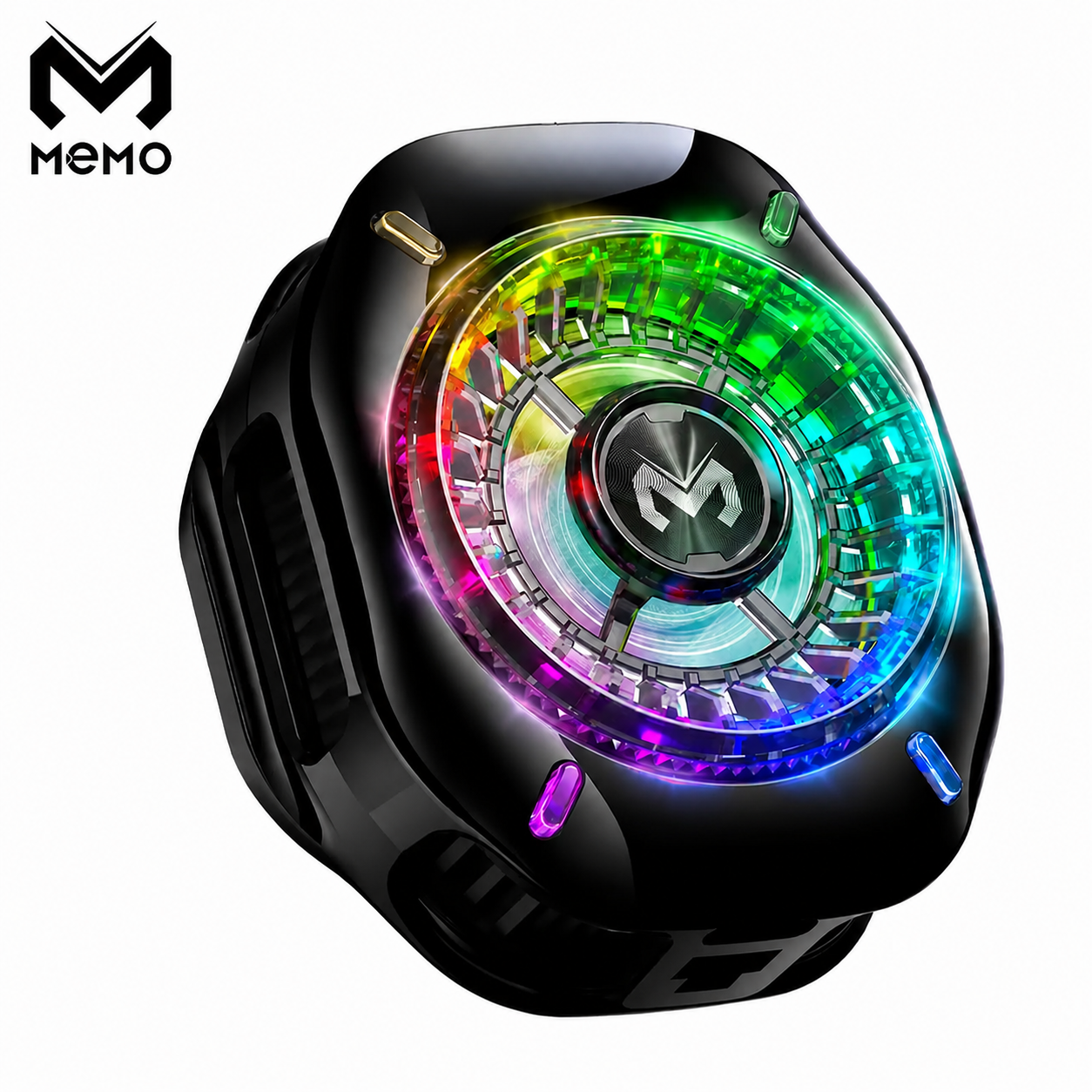 Mobile Phone Cooling Fan MEMO CX10 Pro, AI Temperature Control, RGB LED Lights, Magnetic Clip, Type-C 5V/2A