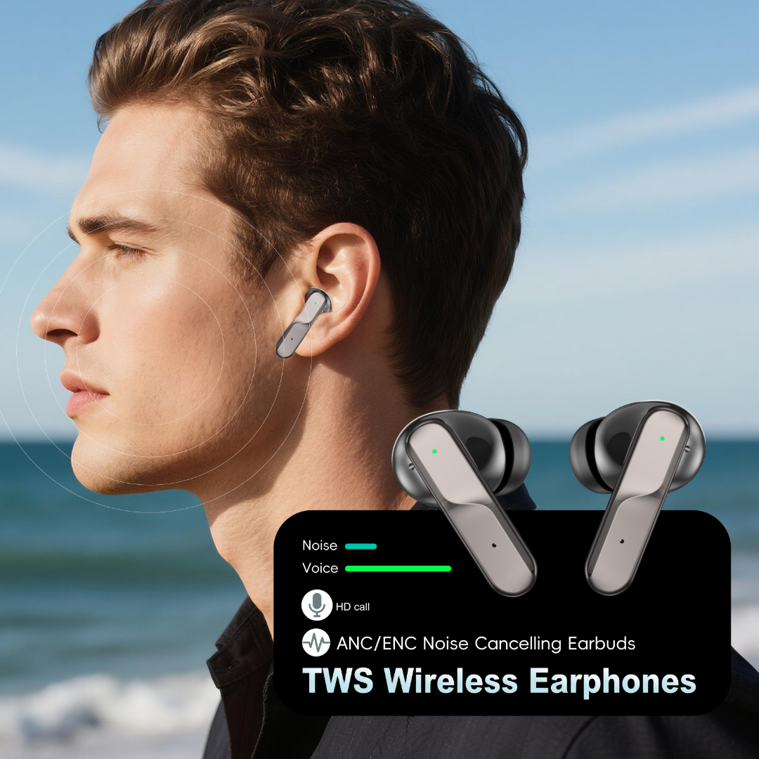 Trinex PowerPods Max Bluetooth 5.3 Wireless Gaming Earbuds | AI Real-Time Translation | Low Latency Game Mode