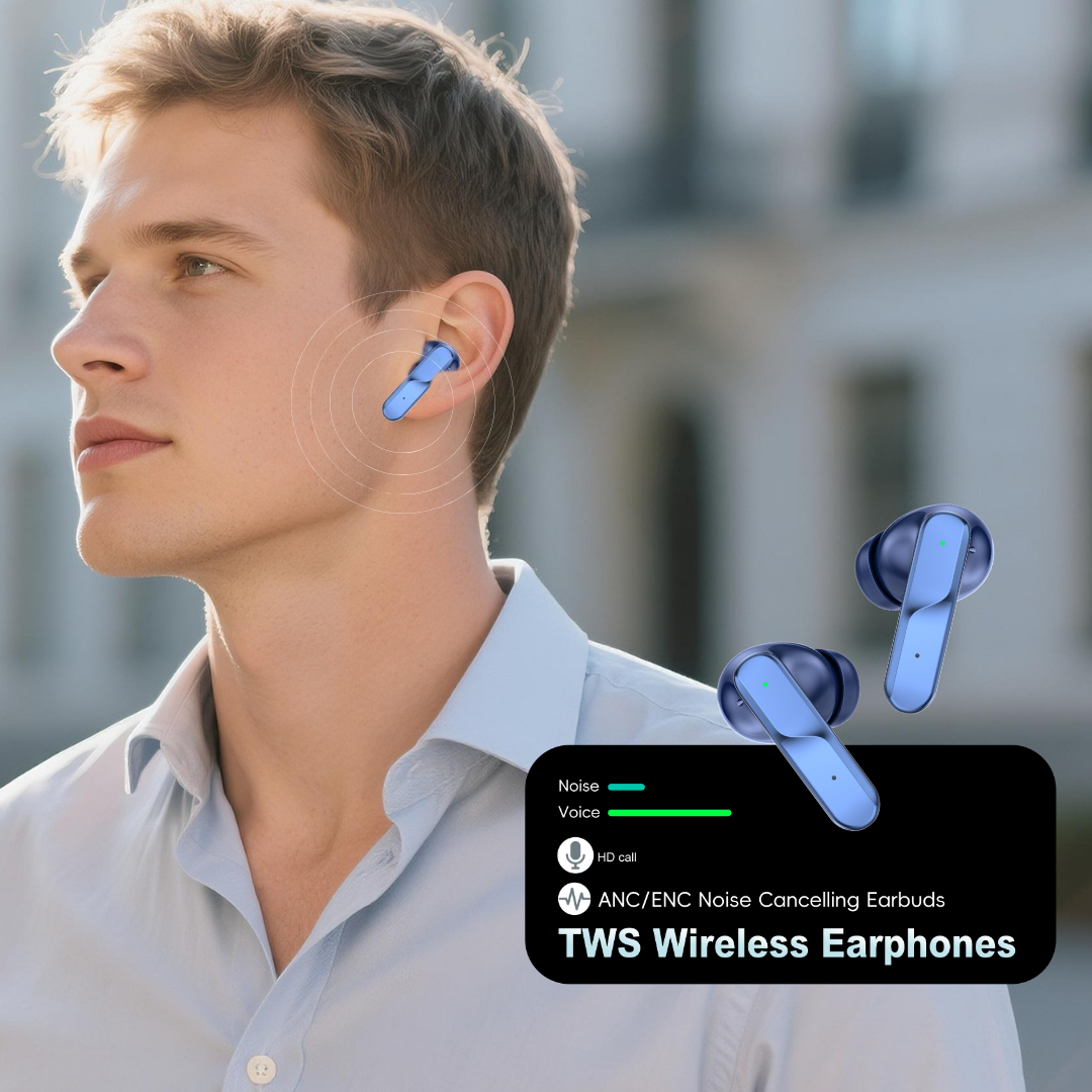 Trinex PowerPods Max Bluetooth 5.3 Wireless Gaming Earbuds | AI Real-Time Translation | Low Latency Game Mode
